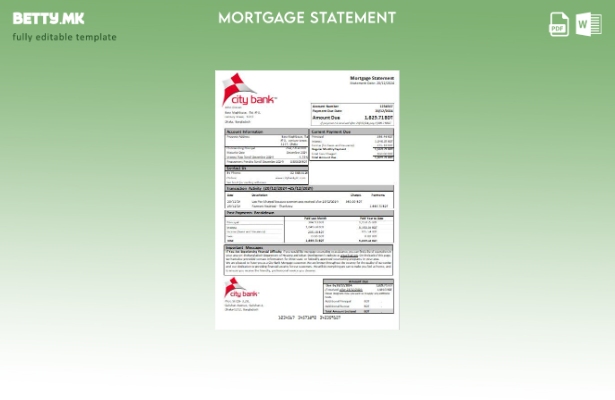 Модерен стил Шаблон за извод за хипотека од банка на Градската банка на Бангладе